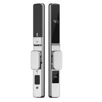 Aluminum Alloy Fingerprint Smart Lock for Sliding Doors and Windows - Waterproof Design. Decorative Lock (Black and Silver)