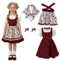 Bavarian Girls' Floral Dirndl Dress - Oktoberfest Costume 130 gray