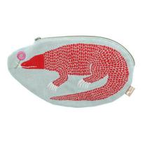 [Kusunabashi Monori] [Morita] [MiW] Pouch Komodo Dragon Blue A-65935-90-B 22x13cm Komodo Dragon and Flowers