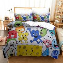3D Print BFDI Inanimate Insanity Bedding Set Single Twin Full Queen King Size Bed Set Adult Bedroom Duvetcover Sets Anime Bed baby100X135CM gray