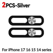 2-1Pcs Ultra-Thin Phone Lens Cover Webcam Privacy Covers Camera Slide Protector Shield for IPhone 17 Air 16 15 14 Pro Max/Plus 4 B-Silver-2pc
