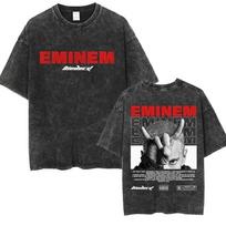Washed Vintage T-shirt of rapper Eminem 2000, clothing for men and women, fashionable oversized t-shirts Hip H 2402 4XL black