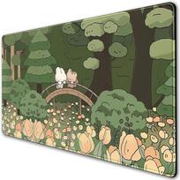 Large Anime Forest Cute Green Mouse Pad Kawaii Aesthetic Full Desktop Mat XXL HD Gaming Mousepad Animal Bear Bunny Keyboard Mats 300X600X2MM black
