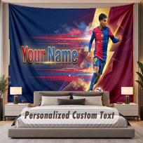 Custom Name Text Tapestry Lamine Yamal Personalized Polyester Wall Tapestry For Bedroom And Room 130cmx150cm