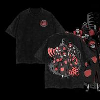 Akatsuki Members T-shirt Naruto Shippuden T Vintage Washed Oversized Retro Anime Harajuku Streetwear Manga Mens Graphic Clothing 4XL black
