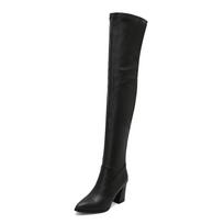 Elastic Knight Women'S Boots Sleeve Over Knee Boots Thick-Soled Thick High Heeled Boots 40-50 Large Size Boots 37 white