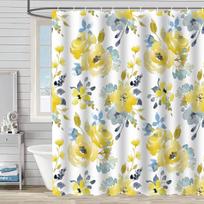 Waterproof Shower Curtain 3D Printing Tropical Jungle Plant Leaves Flowering Season Polyester Shower Curtain (as the picture,90*180) white