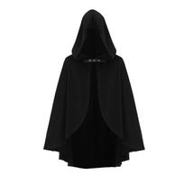 Medieval Retro Hooded Cloak Halloween Grim Reaper Wizard Cloak Men's and Women's Comic-Con Costume one size fits all black