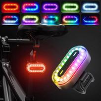 RGB Bicycle Lights Bike Tail Light 600 MAh Memory Mode Rainbow LED Warning USB Waterproof Helmet Scooter Rear Taillight Colored 7 1PCS