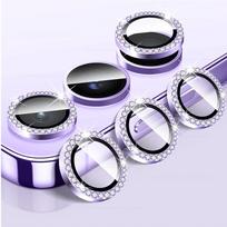 For Samsung Galaxy A16 4G 5G Diamond Camera Lens Protector Shiny Tempered Glass Back Lens Cover Aluminum Metal Ring Galaxy A06 4 PURPLE-05 A16 4G 5G - 3PC