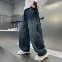 Boys Wide Leg Denim Pants Casual Autumn Spring Kids Trousers 150cm black