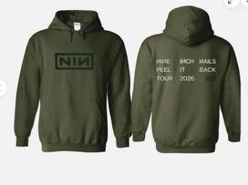 NIN Nine Inch Nails 2026 Peel It Back Tour Green Hoodie reprint S gray