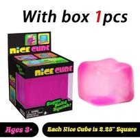 Nice Cube Squish Fidget Toy, Colorful Cube Stress Relief Squeeze Toy, Soft Squishy Hand Sensory Toy for Kids Adults, Great Party Favor & Birthday Gift