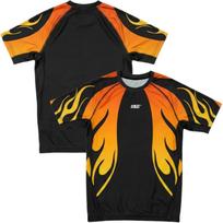 2026 New Street-Style Biker-Inspired Jiu-Jitsu Rash Guard / Y2K Gradient Flame Print T-Shirt – Unisex Short-Sleeve Training Top XL orange
