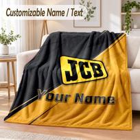 Custom Text Flannel Blanket JCB Print Warm Cozy Blanket Home Sofa Bedding 80cmx120cm black
