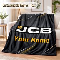 Custom Text Flannel Blanket JCB Print Warm Cozy Blanket Home Sofa Bedding 80cmx120cm