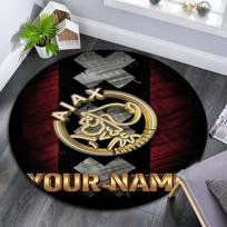 Custom Name,AFC Ajax pattern round rug,Carpet Rug for Living Room Bedroom Playroom ,Non-slip Floor Mat,Holiday Gifts and Birthday Gifts. 80cmx80cm gray
