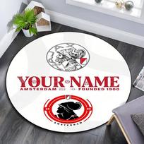 Custom Name,AFC Ajax pattern round rug,Carpet Rug for Living Room Bedroom Playroom ,Non-slip Floor Mat,Holiday Gifts and Birthday Gifts. 80cmx80cm