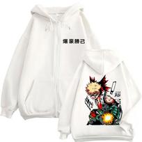 Anime My Hero Academia Katsuki Bakugo Zip Up Hoodie Men Women Harajuku Cosplay Tracksuit Oversized Fleece Casual Vintage Coats M balta