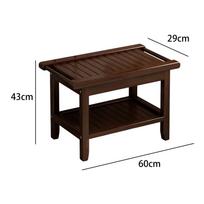 Practical Wooden Shower Stool with Grab , Multifunctional, Stable, Storage Shelf. black