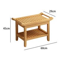 Practical Wooden Shower Stool with Grab , Multifunctional, Stable, Storage Shelf.