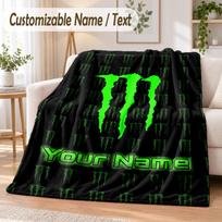 Custom Text Flannel Blanket Monster Energy Print Warm Cozy Blanket Home Sofa Bedding 100cmx150cm