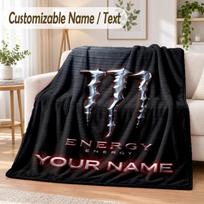 Custom Text Flannel Blanket Monster Energy Print Warm Cozy Blanket Home Sofa Bedding 150cmx180cm