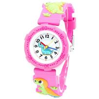 Cute 3D Dinosaur Cartoon Kids Watch Rubber Strap Boys Girls Silicone Quartz Wristwatch Child Brand Timepiece pink
