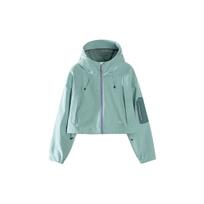 BLACKARMADA Women's Short Hooded Water-Repellent Softshell Jacket LM99021 Medium gray