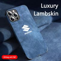 Suzuki logotipas Suede telefono dėklas Naujas skysto silikono dėklas iPhone 16 15 14 13 12 11 Pro Plus Promax 7 8 Plus SE2 SE3 X XS Xr for iPhone 14 mėlyna
