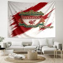 Custom Name Liverpool Football Club Print Tapestry, Backdrop, Easy Setup, Ideal for Bedroom, Office & Living Room, with Aesthetic Wall Hanging Decor. 100cmx150cm