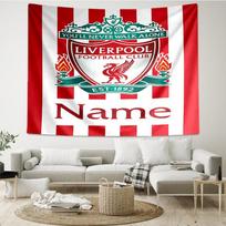 Custom Name Liverpool Football Club Print Tapestry, Backdrop, Easy Setup, Ideal for Bedroom, Office & Living Room, with Aesthetic Wall Hanging Decor. 150cmx200cm
