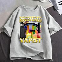 Registered Vapist Funny Vaping Meme Smoking T-Shirt Women Fashion Cotton Casual Short Sleeve T-shirts Streetwear XL gray