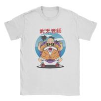 Dragon Ball Master Roshi Muten Printed Short Sleeve T-Shirt, Men's and Women's, Men's Sports T-Shirt, Harajuku Y2K Tee XXXL white