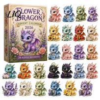 Holiday Gift Box Christmas Dragon Countdown Calendar, with 24 Acrylic Decorations, Days Xmas Advent Calendar Box, for Lovers Day Decoration