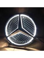 Balta mėlyna raudona šviesa automobilio priekyje su grotelių žvaigždės emblema LED apšviestas logotipas Mercedes Benz W205 CER ML GL GLA CLA CLS 2013-2016 Glowing white sidabras