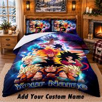 Dragon Ball Custom Name 3Pcs Bedding Set 1 Bed Sheet 2 Pillowcases Bedroom Home Decor 180cmx210cm