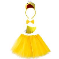 Animal Costume for Kid Adult Chicken Duck Cock Cosplay Headband Tutu Skirt Tie Tail Girl Women for Halloween Carnival Costume for Kids yellow