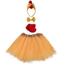 Animal Costume for Kid Adult Chicken Duck Cock Cosplay Headband Tutu Skirt Tie Tail Girl Women for Halloween Carnival Costume for Adult brown