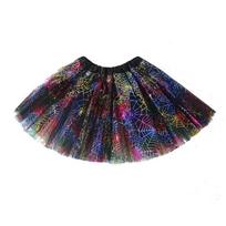 With Lining Tutu Skirt Fluffy Tulle Kids Halloween Skirts New Halloween Spider Skirt  Halloween Kids-Multi black
