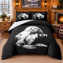 Lady Gaga Pattern Bedding 3Pcs Set Bed Sheet And Pillowcases For Indoor Bedroom 135cmx200cm white