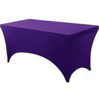 Stretch Spandex Rectangular Tablecloth Wrinkle Resistant Washable Fitted Cover for Wedding Party Event Patio 4Ft(122x76x76cm) purple