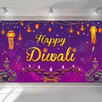 Diwali Banner Party Decorations Supplies Happy Diwali Backdrop Banner 59x51.1inch/150*130cm