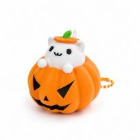 Creative 3D Printed Pendant Halloween Fidget Toy Pumpkin Cat Clicker Keychain  Car Pendant Style 6 orange