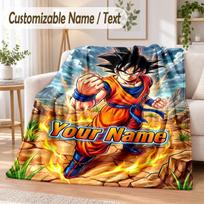 Dragon Ball Custom Name Flannel Throw Blanket Soft Warm for Sofa Bed Indoor Home Use 150cmx180cm