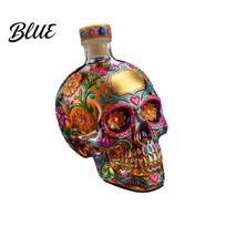 Gothic Bar Cart Bottle with Decanter Painted Hand Accessory Skull Glass Liquor Floral Stained Design 3D Carved Wine Dispenser 1pc brown