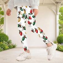 Girls White Christmas Cowboy Boot Printed Full Length Yoga Leggings Stretch Waist 170 white
