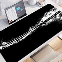 Japanese Katana Sword Mouse Pad Large Black and White Computer Office Table Mat XL Rubber Antislip Keyboard Mat x Desk Mat 400x800x2MM white