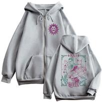 Anime Jojo's Bizarre Adventure Kira Killer Queen Zipper Hoodie Men Women Manga Casual Vintage Zip Up Jacket Male Oversized Coat XL white
