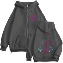 Anime Jojo's Bizarre Adventure Kira Killer Queen Zipper Hoodie Men Women Manga Casual Vintage Zip Up Jacket Male Oversized Coat XL black
